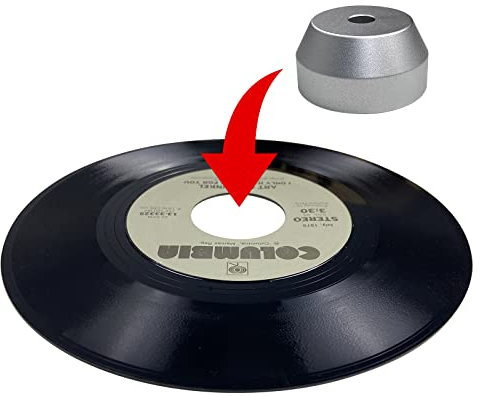 45 RPM Adapter Solid Aluminum 7 Inch Vinyl Record Dome 45 Adapter for Turntables (Sliver)