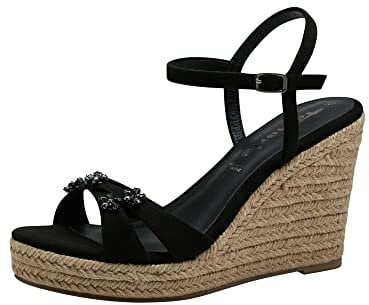 Tamaris Damen 1-1-28025-30 Keilsandale, Black, 38 EU