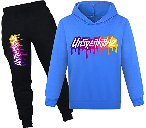 NILKOOZ Kids Tracksuit Set, 2Pcs Letter Printed Hoodie and Pants for 1-13 Years, Relaxed Fit, Machine Wash, Unisex, Multiple Colors, Multiple Sizes