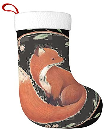 DMORJ Handbemalte Fuchs-Weihnachtsstrümpfe, dekorative Strümpfe, 45 cm, Geschenkhalter für Party, Urlaub, Dekorationen (1 Packung).