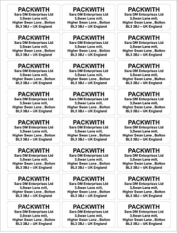 White Personalised Stickers Labels 24 Labels Per Sheet A4 Self Adhesive Printed Labels (64 x 33 mm) Address Label Stickers Personalised Postage Label for Business Purposes Packwith®
