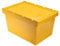 Plastic Storage Boxes with Lids - Heavy Duty Boxes - Toy Box Storage -Large Stackable or Moving Box Crates for Home, Garage, Wardrobe - Stacking Box with Lid - Yellow