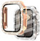 NewWays Confezione da 2 custodie compatibili con Apple Watch Case da 44 mm, con protezione schermo integrata, da donna, con strass, per iWatch serie SE (2023-2020) 6 5 4, oro rosa/trasparente