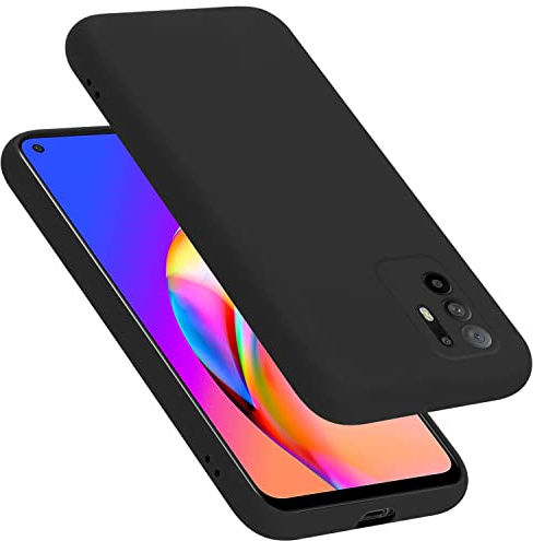 Cadorabo Hülle kompatibel mit Oppo A94 5G Hülle Silikon Handyhülle für A94 5G Case aus flüssigem Silikon- Kratzfeste und stoßfeste dünne TPU Schutzhülle - Liquid SCHWARZ