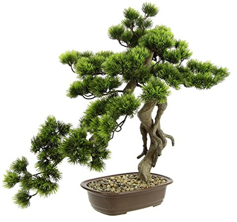 Bonsai Baum in Schale Kunstbonsai Kunstbaum Dekobaum künstlich Japanische Kunstpflanze Grünpflanze Dekobaum wie echt groß Deko Pflanze Pflanzendekoration Bonsaischale exotische Bäume Zen Garten, Groß