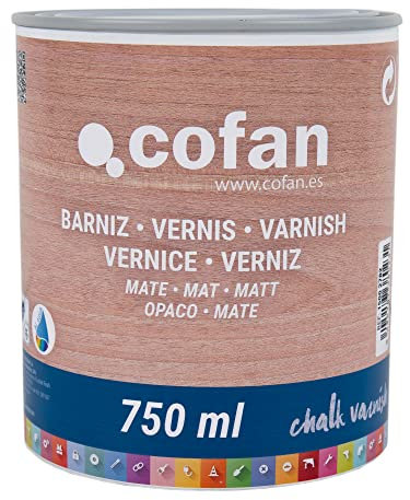 Cofan Barniz al agua | Acabado mate | Chalk varnish | Protección de todo tipo de maderas | Capacidad: 250 ml