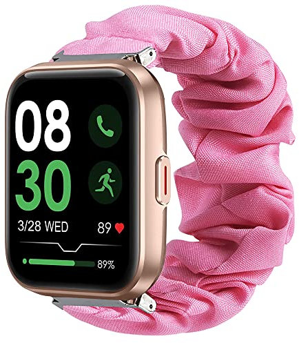 Blueshaweu Bracelet Compatible avec Aeac ID208BT 1.7 Pouces Smartwatch, en Tissu Imprimé Élastique Bracelet de Montre du Aeac ID208BT/GGZZ ID208/Gydom ID208 Smartwatch (Rose)