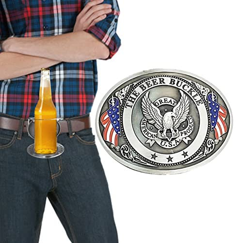 Rianpesn Biergürtelhalter - Tragbarer Bier-Gürtel für Erwachsene, Silber, Zinklegierung, Unpoliert, Bierhalter, Accessories