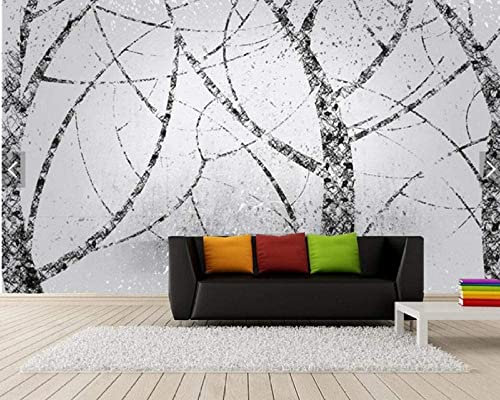 Papier Peint 3D Autocollant Murale Paysage D'Arbre Abstrait Noir Et Blanc Sticker Mural Photo Murale Autocollant Affiche - Canapé Tv Toile De Fond Bureau Étude Studi 200 (largeur) x 150 (hauteur) cm