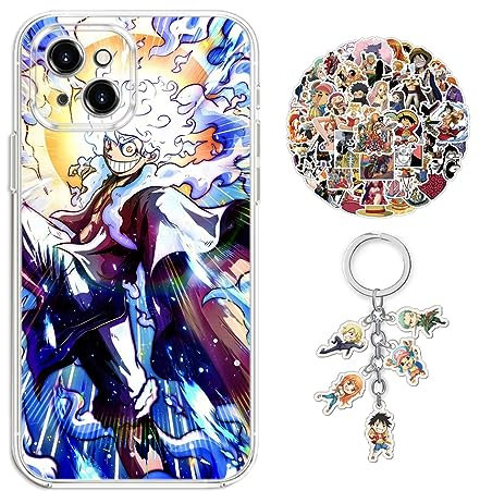 Staremeplz Compatible with iPhone 11 Pro Case One -Piece Luffy Anime Design [With Keychain and 50pcs Stickers] Cartoon Transparent Soft Silicona Case for iPhone 11 Pro