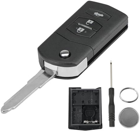 3 Button Flip Folding Car Key Fob Case for Mazda 2 3 5 6 MX5 RX8 Key Shell with Screwdriver Key Ring Battery CR1620