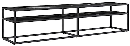 vidaXL Mobile Porta TV Marmo Nero 180x40x40,5 cm in Vetro Temperato