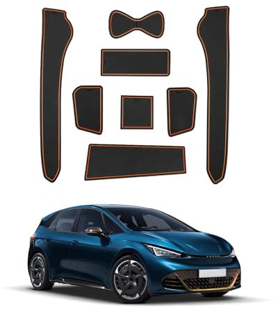 SHAOHAO für Seat Cupra Born 2023 2024 2025 V1 V2 V3 EV e-Boost Gummimatten, Mittelkonsole Antirutschmatten, Getränkehaltermatt, Türschlitzmatte Aufbewahrungsbox Cupra Born zubehör Orange
