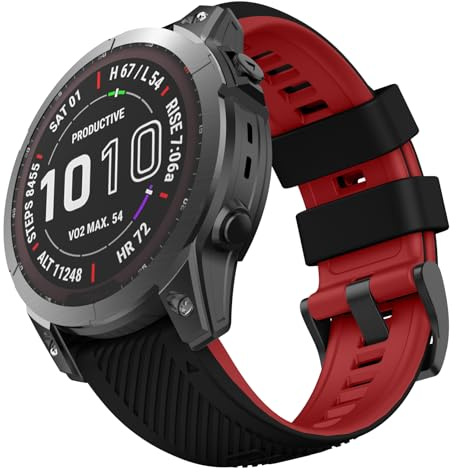 OVERSTEP Armband für Garmin Fenix 7X/Fenix 6X/Fenix 5X Armband, 26mm Silikonarmband Sportarmband für Garmin Epix Pro 51mm/Fenix 7X Pro/Fenix 6X Gps/Fenix 5X Plus