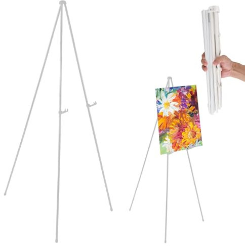 Chevalet Portable 160 cm pour Mariage : Pliable, Blanc avec Sac de Rangement, Panneau de Bienvenue, Support pour Peinture et Spectacle