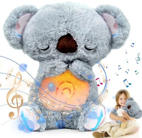 LEEWENYAN Breathing Koala Schlummer Koala Kuscheltier mit Atembewegung und Licht, Schlummer Otter Beruhigender Koala Kinder Einschlafhilfe Baby, Plüschtier Spielzeug Angstlinderung