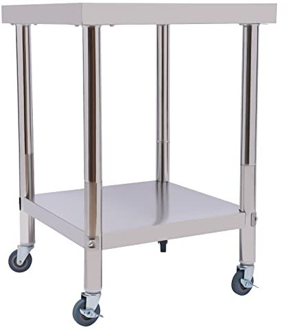 Loobiiny 60x60cm Edelstahl Arbeitstisch Edelstahltisch Zerlegetisch 2 Ebenen Edelstahltisch mit Rollen Arbeitstisch Küchentisch Gastro Zerlegetisch Tragfähigkeit 300 kg