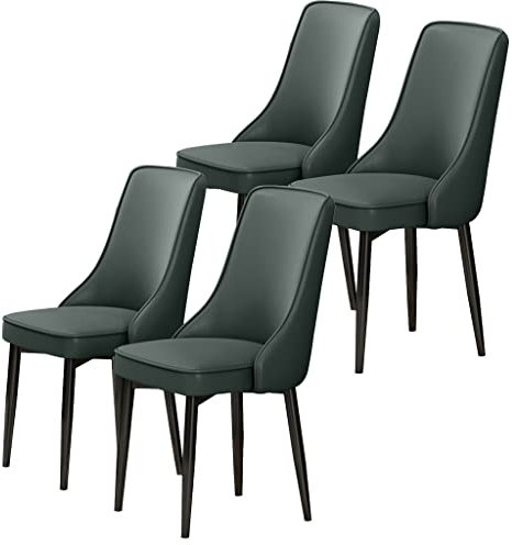 Sillas de Comedor Juego de 4 sillas de Cocina de Cuero PU a Prueba de Agua con pies de acero al Carbono para Cocina (Verde Oscuro)