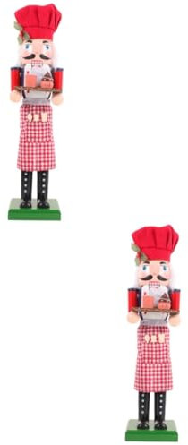 Cabilock Boca Adornos De Chef 2 Piezas Cocinero De Escritorio del Mesa De Decoración De De Papá Noel Madera
