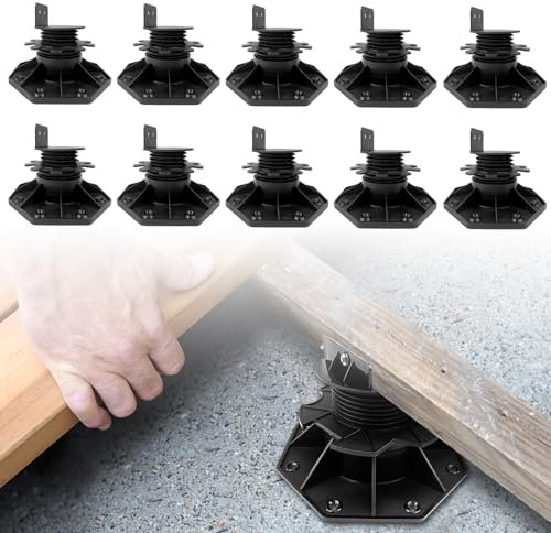 XINZI Stelzlager für Terrassenplatten, Stützen Höhenverstellbar, Terrassen Unterkonstruktion, Stelzlager Terrasse Terrassenlagerunterlage Plattenlager Terrassenfüße, 30-60 mm, 10 Stück