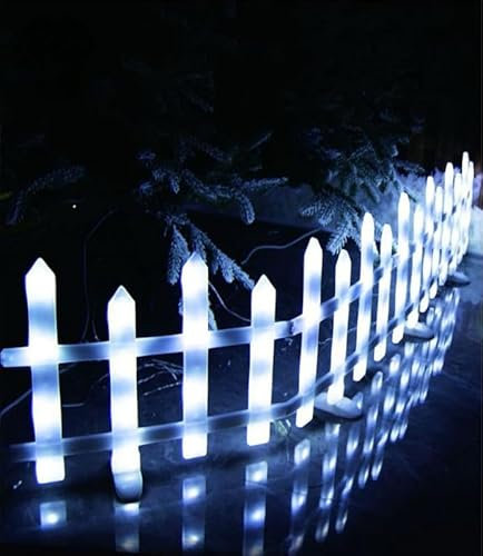 NLIGHTING® Recinto Luminoso in PVC Cancelletto Staccionata Luminosa LED di Protezione per Cani Gatti Bambini Albero di Natale Presepe Giardino BIANCO 3METRI