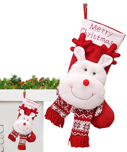 Weihnachtsstrümpfe, Weihnachtsstrümpfe Stricken - Gestrickte Strümpfe Süße Weihnachtssocken,Weiche Weihnachtsstrümpfe, elastische Christbaumschmuck für den Kamin