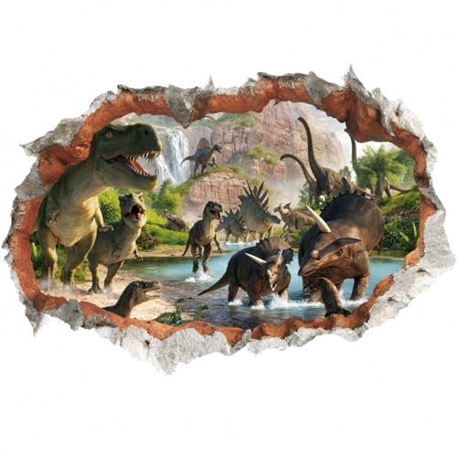 2 Stück Wandtattoo Kinderzimmer Junge, Dino Wandtattoo Kinderzimmer, 3D Wandtattoo, Wandtattoo Dinosaurier, für Die Dekoration Von Jungenzimmern, Kindergärten, Wohnzimmern