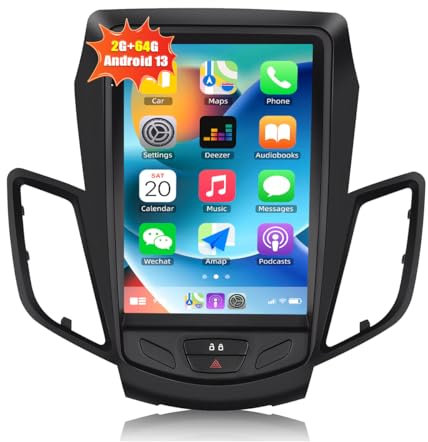 2+64G CAMECHO Android 13 autoradio per Ford Fiesta 2012 2013 2014 2015 con Navi Carplay Android Auto, 9,7 pollici auto radio touch display con Bluetooth RDS/FM WIFI