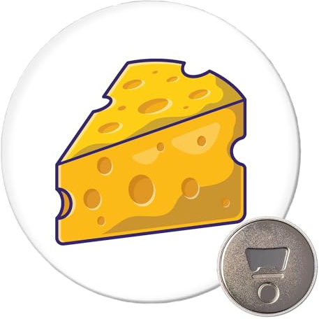 Huuraa Magnet Käse Comic Geschenk | 59mm Kühlschrankmagnet rund Flaschenöffner Geschenkidee dekorativer Magnet für Magnettafel, Kühlschrank oder Whiteboard