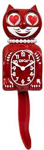 KIT CAT Klock Space Cherry Red Lady mit Herzaugen
