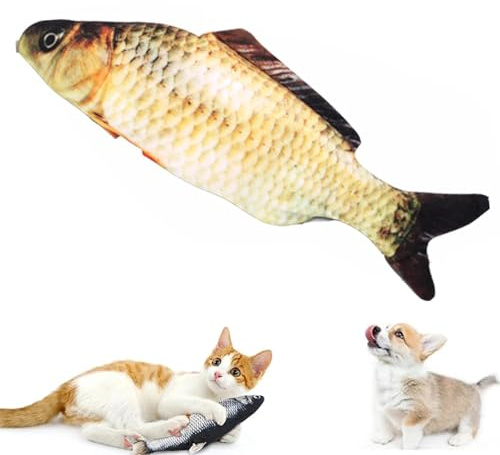 CHENRI Vibrating Fish for Dogs, Fisch Hundespielzeug, Katzenspielzeug Fisch Selbstbeschäftigung Elektrisch mit Katzenminze, Interaktives Simulation Waschbares Katzen Spielzeug für Hund Katze (A)