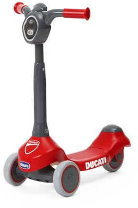 Chicco Kinderroller Ducati, Tretroller, Kinder Scooter für Kinder ab 2 Jahren, leicht und einfach zu transportieren, Rutschfester Boden, 2-4 Jahre, 3 gummibeschichtete Räder, Max 20 kg, Geschenkidee