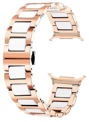 Cinturino in ceramica e metallo for Samsung Galaxy Watch Ultra da 47 mm, cinturino in acciaio inossidabile for GALAXY WATCH ULTRA(Rose gold white)