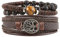 HZMAN Bracelets élastiques en cuir véritable pour homme et femme, œil de tigre, pierre de lave, perles ethniques, tribales, élastiques, Cuir, Pas de gemme