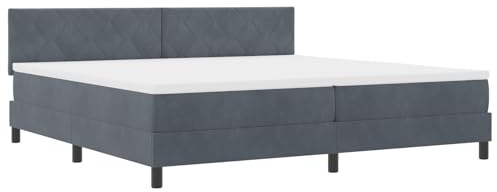 vidaXL Stylisches Dunkelgraues Samt-Bettgestell für 200x200 cm Matratze – Modernes Polster-Doppelbett mit hochwertiger Sperrholzunterstützung – Elegante Schlafzimmermöbel – Weiche Basis