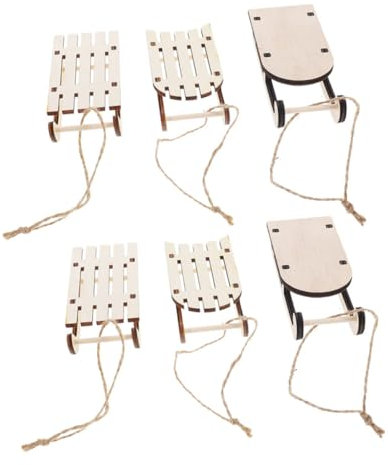 Sosoport 6stücke Miniatur Holzschlitten Ornamente Weihnachtsbaumschmuck Unvollendetes Modell Für DIY-bastelprojekte Weihnachtsfeier-Dekorationen