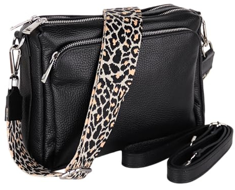 MIRROSI Umhängetasche Damen, Crossbody Bag, Echtleder Made in Italy (1 Tasche 2 Gurte oder Basic Version 1 Tasche 1 Gurt), 27x19x10cm (BXHXT) Mittelgroß