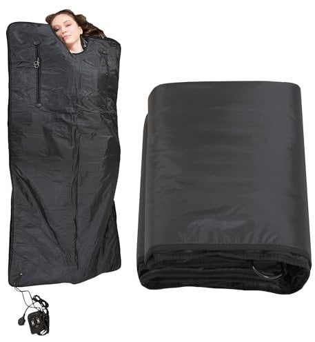MAXSTRENGTH Infrared Sauna Blanket for Weight Loss & Detox | 35–70°C Adjustable Heat | 180x160cm | Home Spa Therapy Blanket for Relaxation & Muscle Recovery (Black, Full Body – 180 x 160 cm)