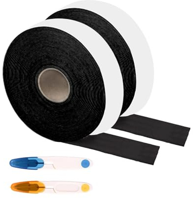 Donvuka Filz Selbstklebend, 2 Rolle 6m X 5cm Filzband Selbstklebend, Leicht Zuschneidbar und Strapazierfähig für Möbel, Stühle und Bodenschutz (schwarz)