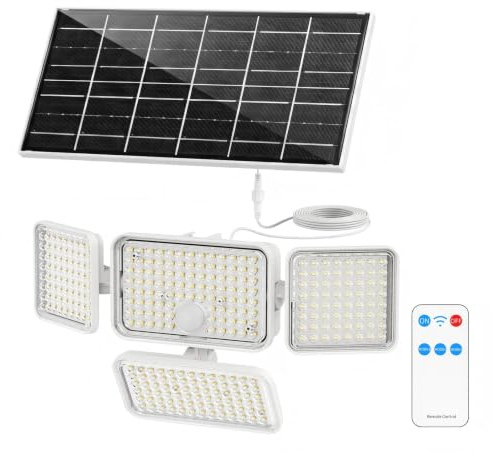 SANSI Outdoor Solar Security Light with Motion Sensor, 12W 1500LM 6500K | 6000mAh Battery, Split Design, IP65, 3 Modes PIR Solar Flood Light for Garden, Yard, Garage, Patio
