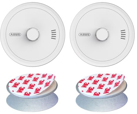 ABUS Hitzewarnmelder Prevaro 10-2er Set mit Magnethalterung - zertifizierte Wärmemelder für Küche, Bad, Garage und Keller - mit 10-Jahres-Batterie, automatischer Selbstprüfung und großer Prüftaste