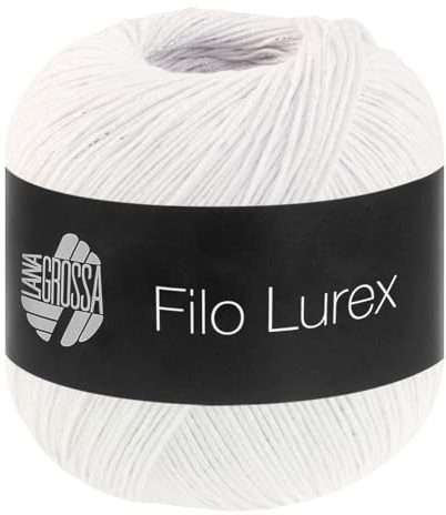 LANA GROSSA Filo Lurex | Edles, fest verzwirntes Baumwollgarn mit dezentem Lurexschimmer | Handstrickgarn aus 94% Baumwolle und 6% Polyester | 50g Wolle, Stricken & Häkeln | 145m FB 1