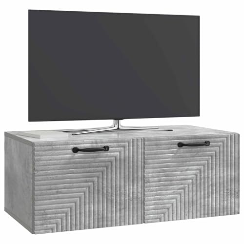 vidaXL Wandmontierter TV-Schrank Betongrau 78,5 x 41 x 30 cm, Wohnzimmer, moderner rechteckiger Stauraum, wandmontierte Medienkonsole, platzsparendes Möbel für Dein Zuhause