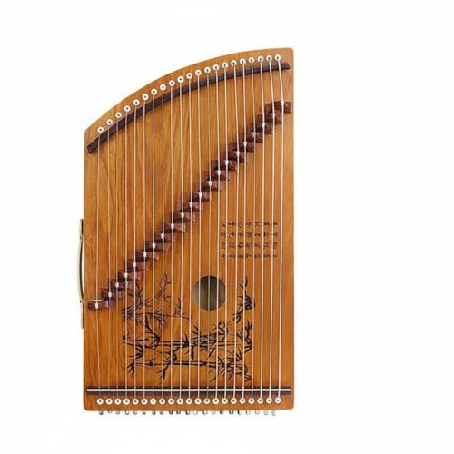 Qectial Beginner Guzheng Portable Zither Instrument 21 String Paulownia Sandalwood Finger Placement Simple Training Suitable for Learning Teacher Lessons Home Exercise, Wood