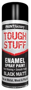 Gigzo Land Tough Stuff Enamel Black Matt Spray Paint 400ml - Quick Drying Aerosol - Durable & UV Resistant - For Metal, Plastic & Wood, Indoor & Outdoor Use, 1 Pcs