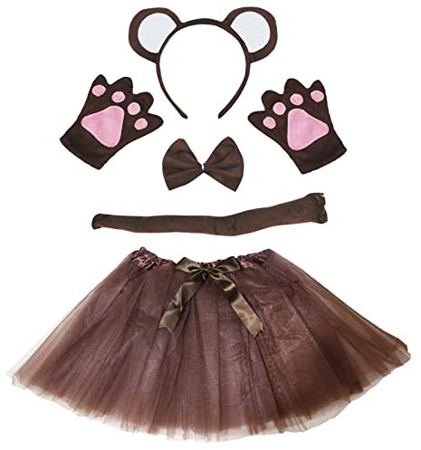 Petitebelle Stirnband Bowtie Schwanz Handschuhe Tutu 5pc Mädchen-Kostüm Einheitsgröße Braun Affe