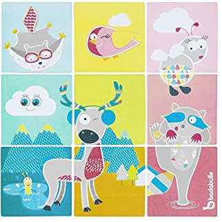 Badabulle B023010 Badepuzzle, 9-teilig, mit lustigen Motiven, haftet an der Badewanne/Dusche, mehrfarbig