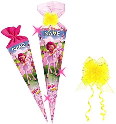 alles-meine.de GmbH mit 3-D Effekt - Glitzer ! Schultüte - Mia and Me - Einhorn Kyara - 70 cm - rund - incl. Schleife - Organza Abschluß - Zuckertüte - mit/ohne Kunstst..