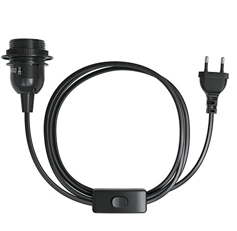 EAZY CASE - Lampenfassung E27 mit Kabel [MIT SCHALTER] - Fassung E27 mit Kabel - Lampenfassung mit Schalter - Lampenkabel mit Fassung - Glühbirne mit Kabel - Lampenfassung mit Stecker - Für DIY Lampen