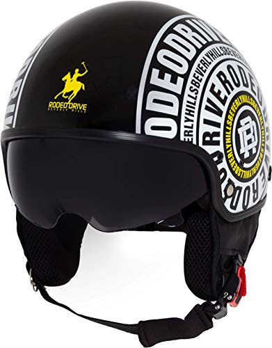 Rodeo Drive Casco rd111 demi-jet in policarbonato con interni sfoderabili e lavabili, occhialino solare e chiusura con sistema micrometrico